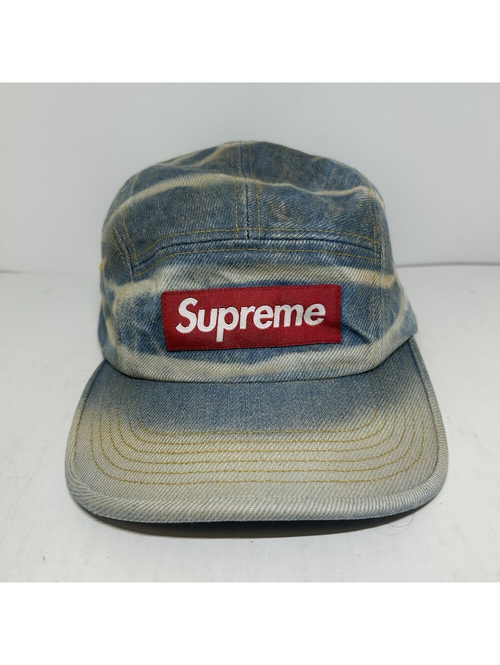 AUTHENTIC Supreme Denim Camp Cap Washed Denim Indigo Blue Adjustable FW25